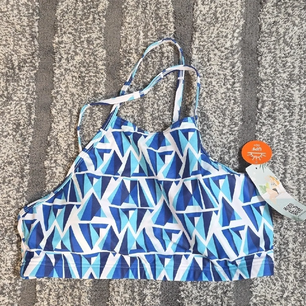 Blue Geometric Bikini Top